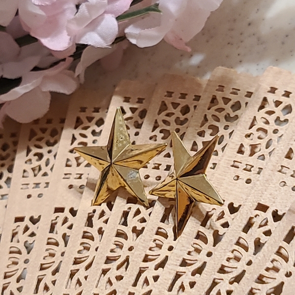 80's Style Gold earrings vintage earrings for sale - Picture 2 of 12